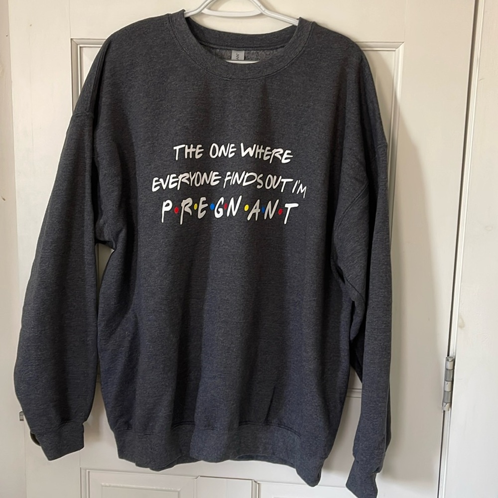 FRIENDS themed pregnancy announcement sweatshirt XL